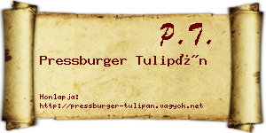 Pressburger Tulipán névjegykártya